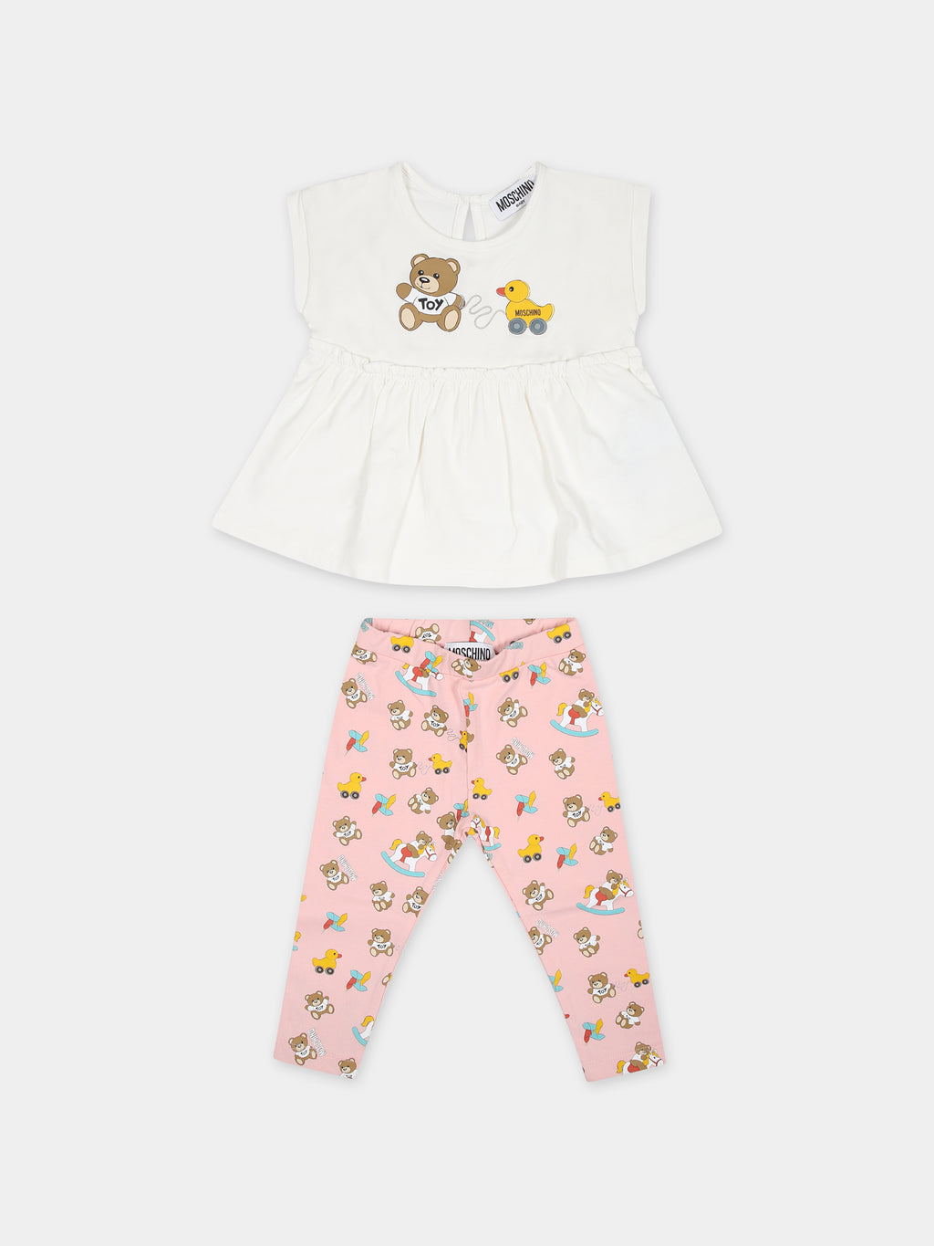 Multicolor set for baby girl with Teddy Bear and ducks